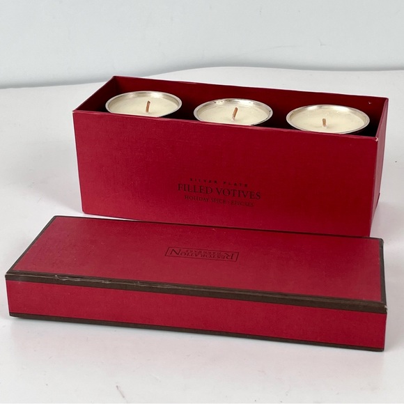 NWOT 2005 Restoration Hardware Votive Candle Set of 3 Silver Plate Holiday Spice - Picture 4 of 11